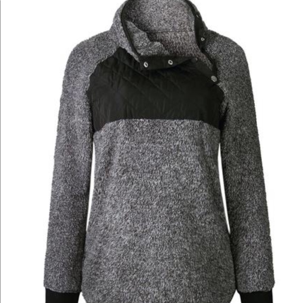 asymmetrical snap fleece pullover